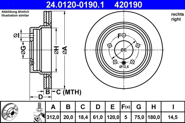ATE 24012001901 Тормозной диск