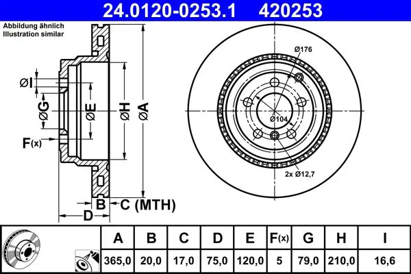 ATE 24012002531 Тормозной диск зад LR Range
