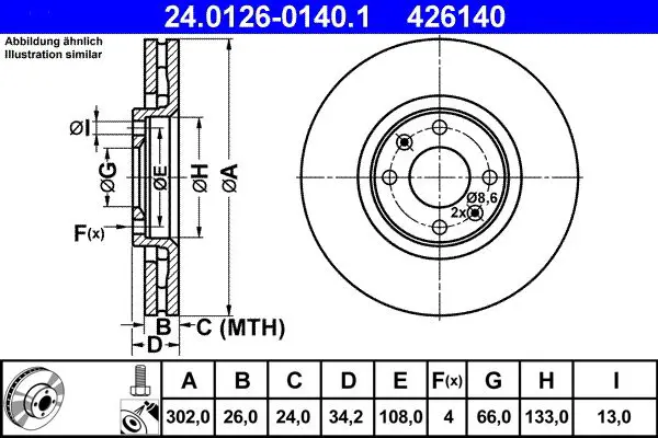ATE 24012601401 Диск тормозной