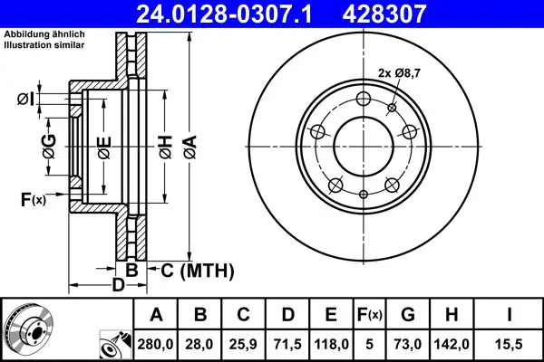 ATE 24012803071 Тормозной диск