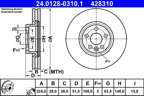 ATE 24012803101 Тормозной диск пер VOLVO XC60