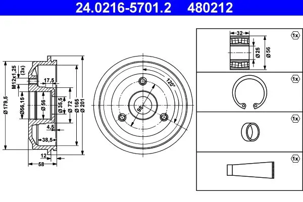 24.0216-5701.2 Brake drum