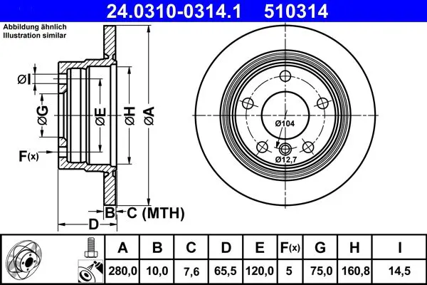 ATE 24031003141 Диск тормозной