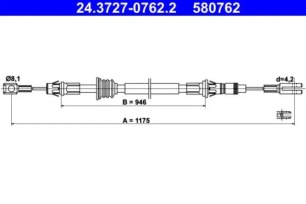 ATE 24372707622 Автозапчасть/Трос ручного