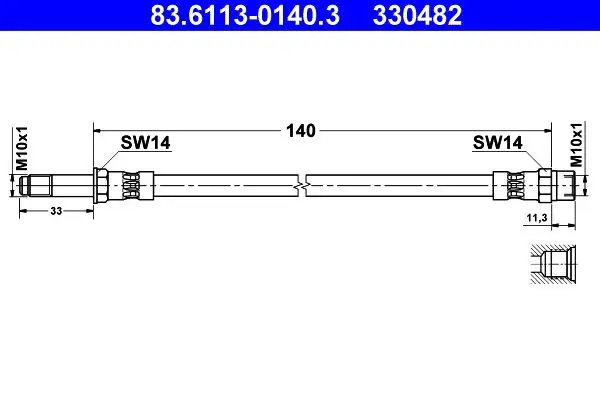 83.6113-0140.3 ШЛАНГ тормозн VW SHARAN 95 00