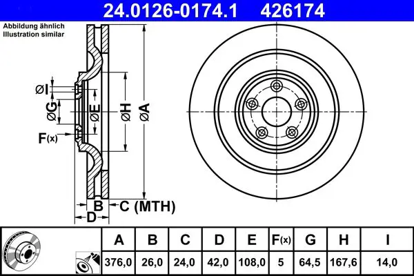 24.0126-0174.1 Диск тормозной задний ATE