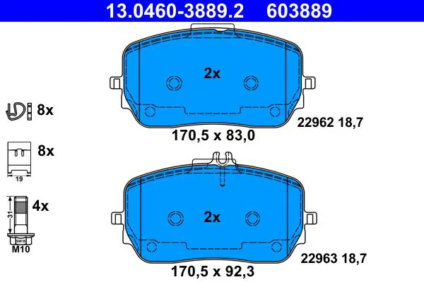 ATE 13046038892 Колодки тормозные FR MB W167