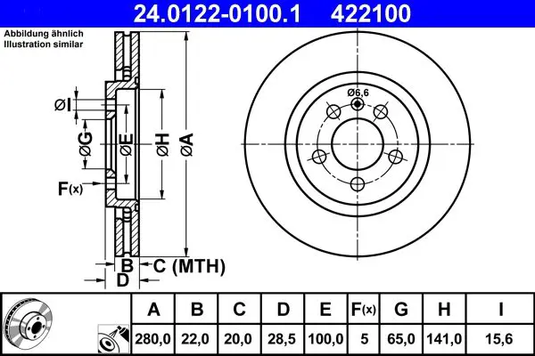 ATE 24012201001 ДИСК ТОРМ VW