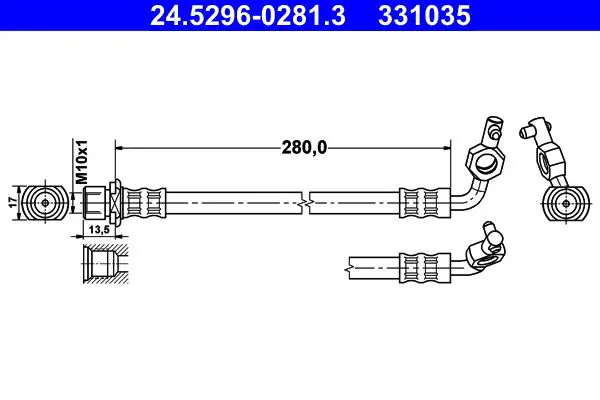 24529602813 ШЛАНГ тормозн TOY RAV4 1 8 2
