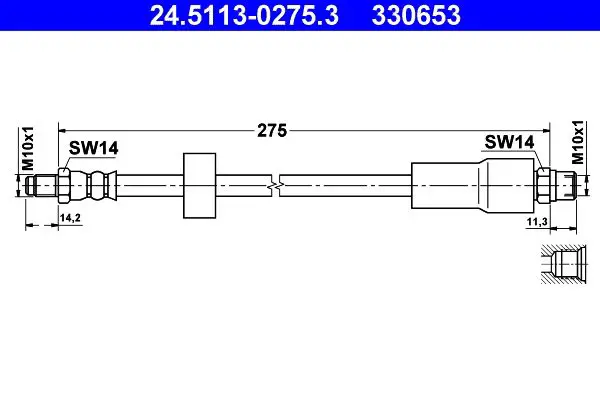 24.5113-0275.3 Шланг тормознзадний 275 mm с