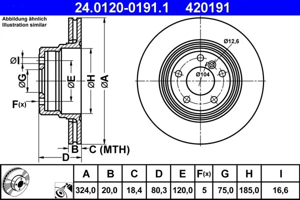 ATE 24012001911 Диск тормозной задн, BMW: X5
