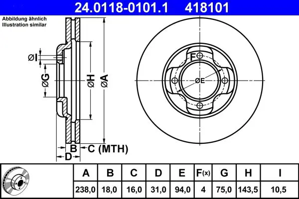 24.0118-0101.1 Тормозной диск перед Mazda 323