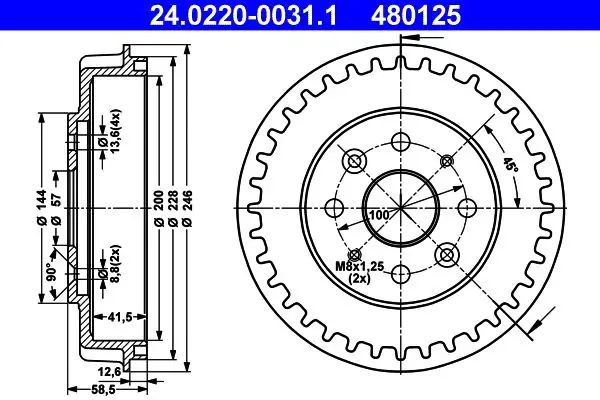 24022000311 BREMSTROMMEL KIA SEPHIA, SHUMA