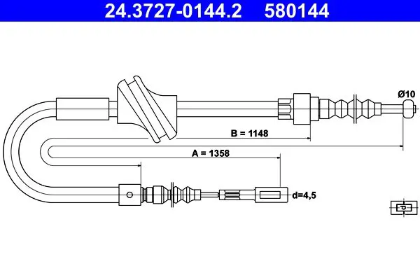 24.3727-0144.2 Трос ручного тормоза (диск) R