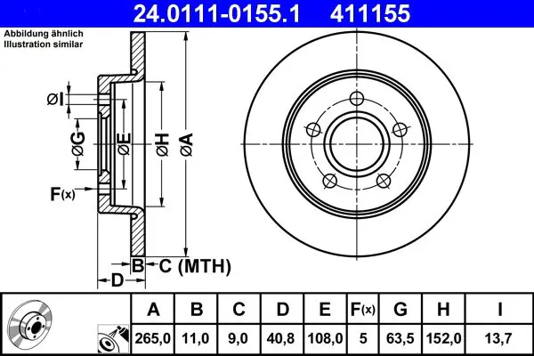 Ate 24011101551 Диск тормозной задн, FORD: