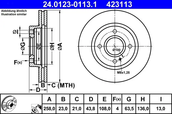 Ate 24012301131 Диск тормозной передн, FORD:
