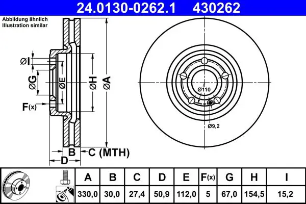 ATE 24013002621 Диск тормозной FR MB