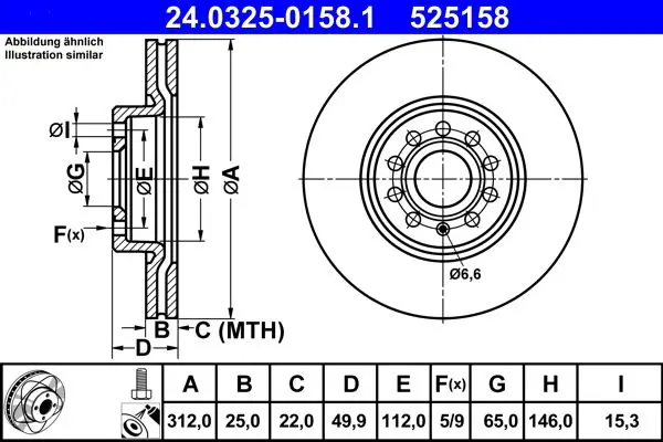 Ate 24032501581 Диск тормозной передн, POWER