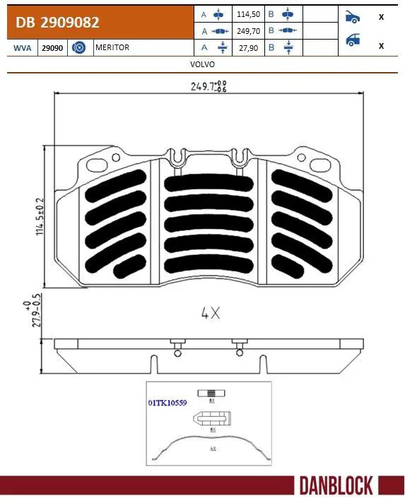 DB 2909082 Комплект тормозных колодок,