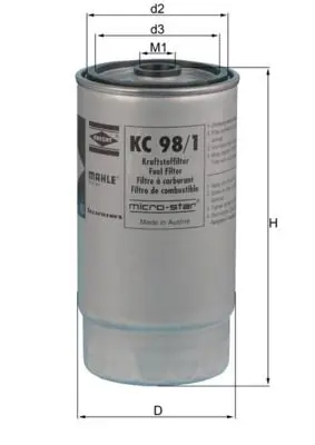 KC98/1 MAHLE ORIGINAL фильтр топливный