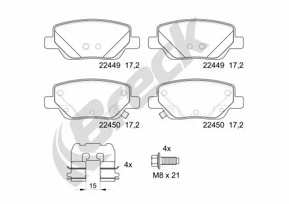 BRECK 224490070400 Комплект тормозных колодок,