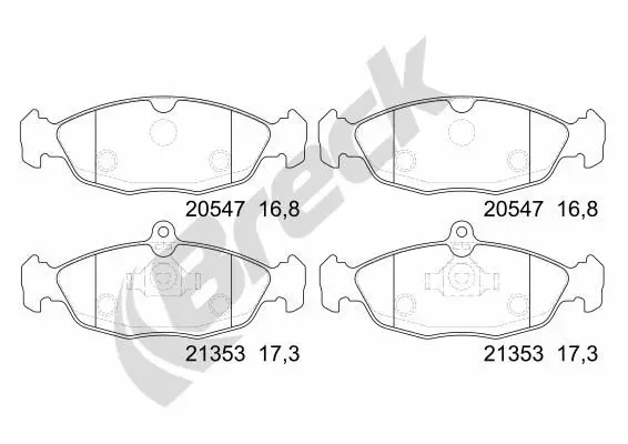 BRECK 205470070200 Комплект тормозных колодок