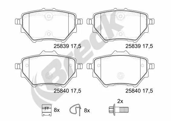 BRECK 258390070400 Комплект тормозных колодок,