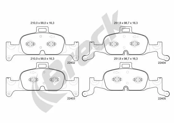 BRECK 224020055100 Комплект тормозных колодок,