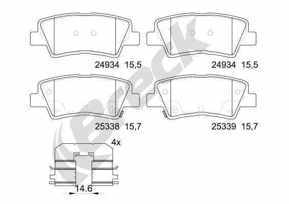 BRECK 253370070200 Комплект тормозных колодок