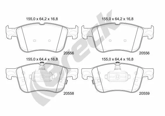 BRECK 205560070100 Комплект тормозных колодок,