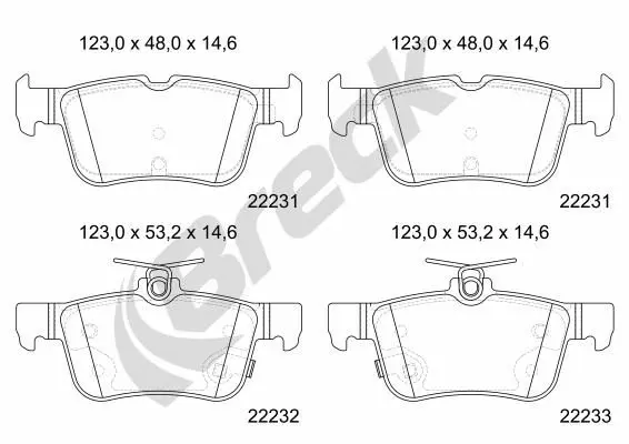 BRECK 222310070210 Brake Pad Set, disc brake