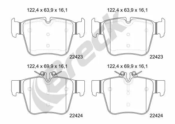 BRECK 224230055400 Brake Pad Set, disc brake
