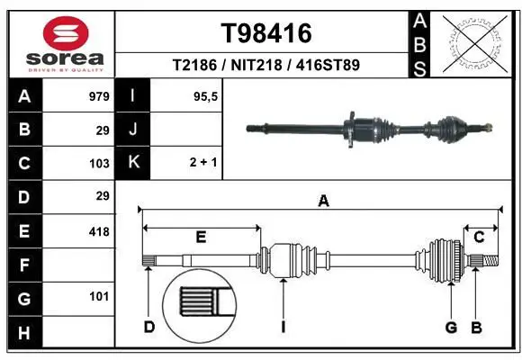 EAI T98416 Приводной вал