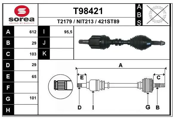 EAI T98421 Приводной вал