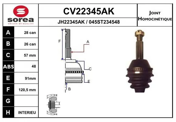 CV22345AK Шарнирный комплект, приводной