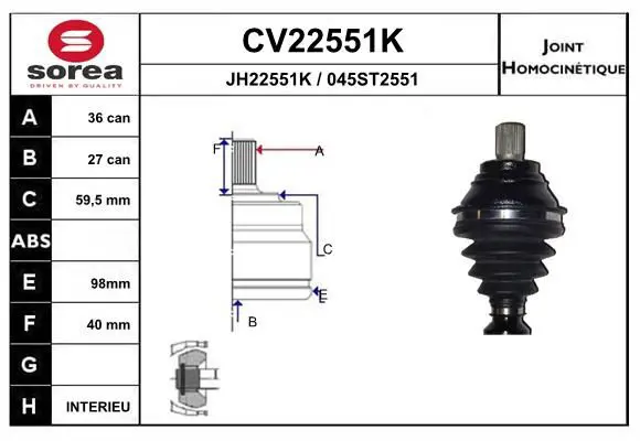 CV22551K Шарнирный комплект, приводной