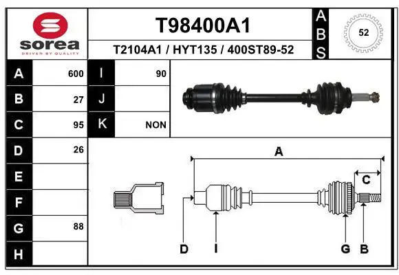 EAI T98400A1 ШРУС наружный HYUNDAI Santa Fe