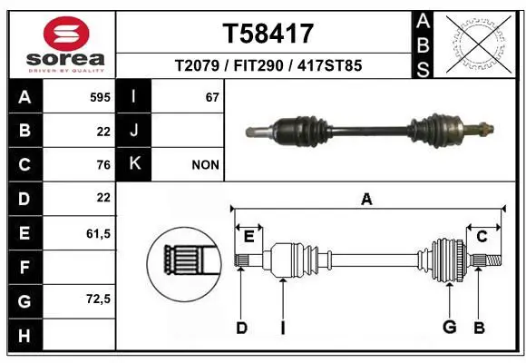 T58417 Полуось Panda 03 > левая