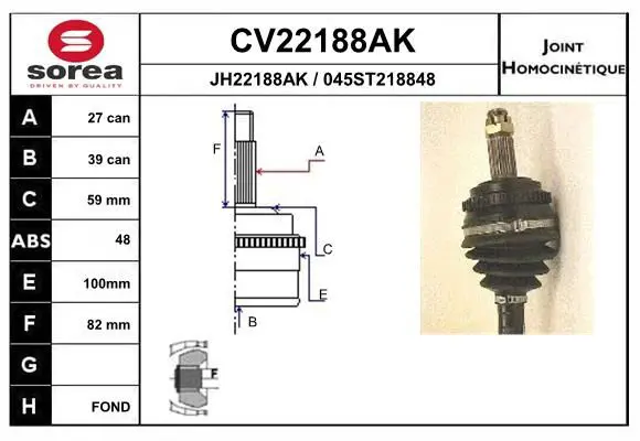 CV22188AK CV22188AK_ШРУС наруж.! 27x39