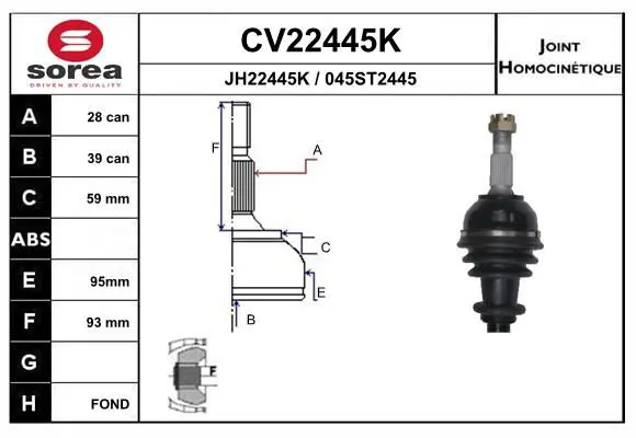 CV22445K Шрус наружный к кт! 28x39\