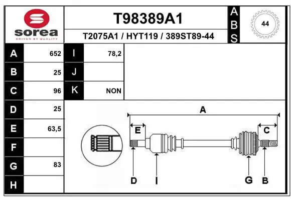 EAI T98389A1 Приводной вал
