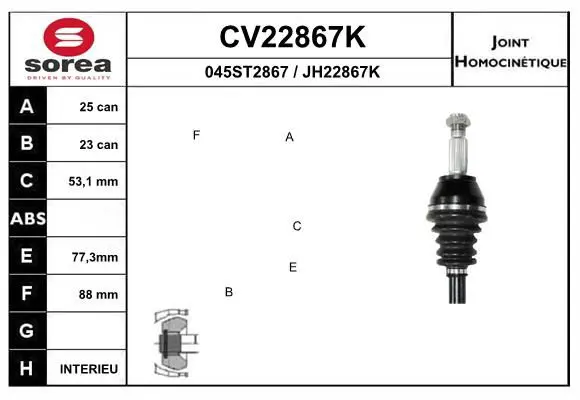 CV22867K Joint Kit, drive shaft