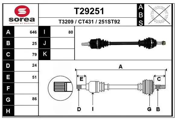 EAI T29251 Drive Shaft