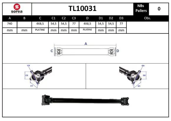 EAI TL10031 Propshaft, axle drive