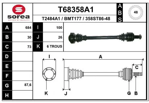 EAI T68358A1 Drive Shaft