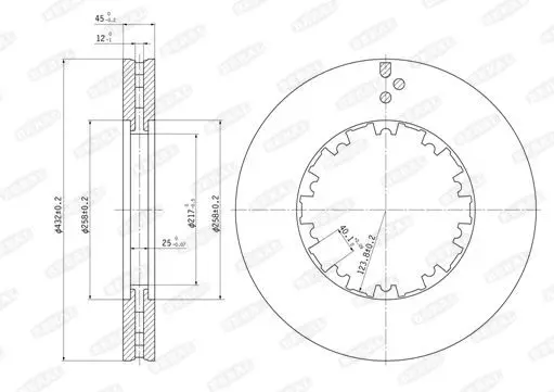 BERAL BCR225A Диск тормозной 65-85CF/95XF