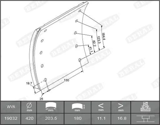 KBL19032.0-1560 Комплект тормозных башмаков,