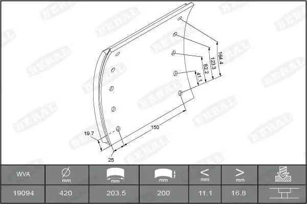 KBL19094.0-1560 Накладки тормозные 19094 std