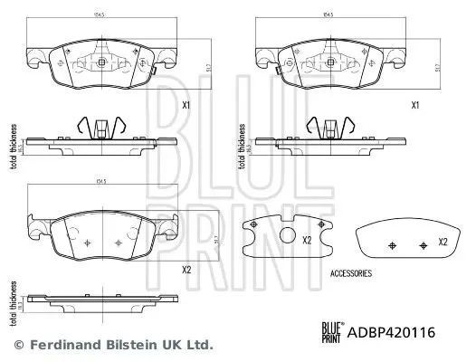 BLUE PRINT ADBP420116 Комплект тормозных колодок,