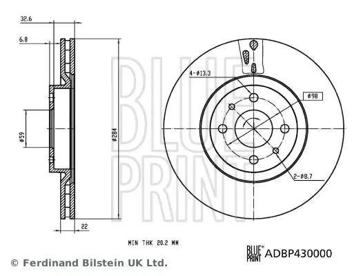 BLUE PRINT ADBP430000 Тормозной диск